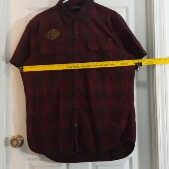 Harley-Davidson Men's Red Plaid Short Sleeve Shirt XLarge - Picture 6 of 7